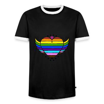 Rainbow Connection Embrace, Happy Pride - Männer Kontrast-T-Shirt - Schwarz/Weiß - Vorne - AI Model Female 172 light (172cm) & AI Model Male 178 light (178cm)