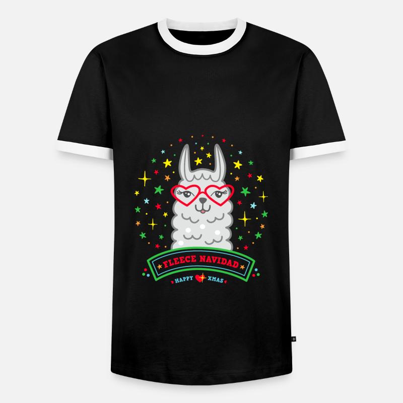 Lama Weihnachtspullover Weihnachtsgeschenk Alpaka - Männer Kontrast-T-Shirt - Schwarz/Weiß