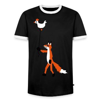 Fuchs und Henne - Männer Kontrast-T-Shirt - Schwarz/Weiß - Vorne - AI Model Female 172 light (172cm) & AI Model Male 178 light (178cm)