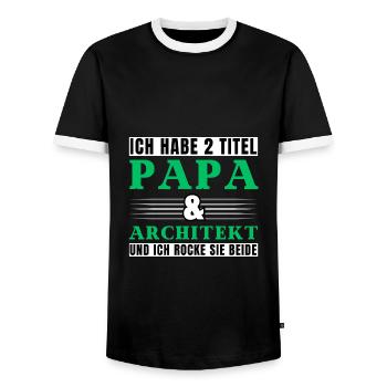 Ich habe 2 Titel Papa und Architekt - Männer Kontrast-T-Shirt - Schwarz/Weiß - Vorne - AI Model Female 172 light (172cm) & AI Model Male 178 light (178cm)