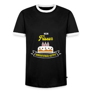 Friseur Geburtstag Geburtstagsgeschenk Friseure - Männer Kontrast-T-Shirt - Schwarz/Weiß - Vorne - AI Model Female 172 light (172cm) & AI Model Male 178 light (178cm)