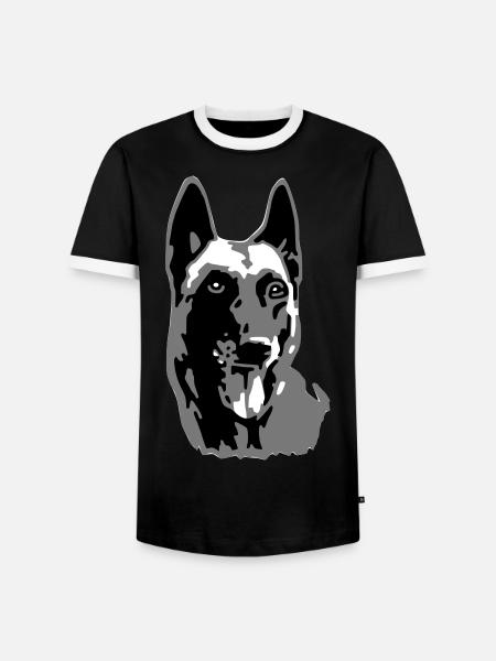 Kopf malinois - Männer Kontrast-T-Shirt - Schwarz/Weiß