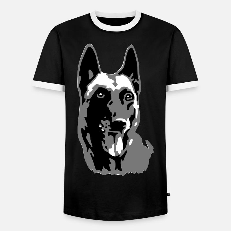 Kopf malinois - Männer Kontrast-T-Shirt - Schwarz/Weiß