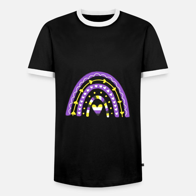Non binaire Pride Boho Rainbow - T-shirt contrasté Homme - noir/blanc