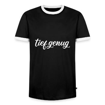 tief genug Autoaufkleber Autosticker Tuning tiefer - Männer Kontrast-T-Shirt - Schwarz/Weiß - Vorne - AI Model Female 172 light (172cm) & AI Model Male 178 light (178cm)