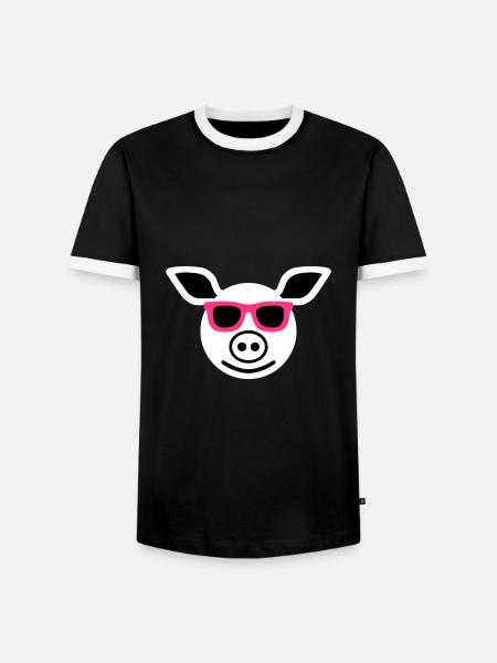 Gris med solbriller - Herre kontrast-T-shirt - sort/hvid
