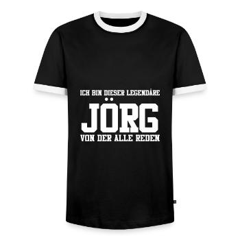 Jörg Name Design - Männer Kontrast-T-Shirt - Schwarz/Weiß - Vorne - AI Model Female 172 light (172cm) & AI Model Male 178 light (178cm)