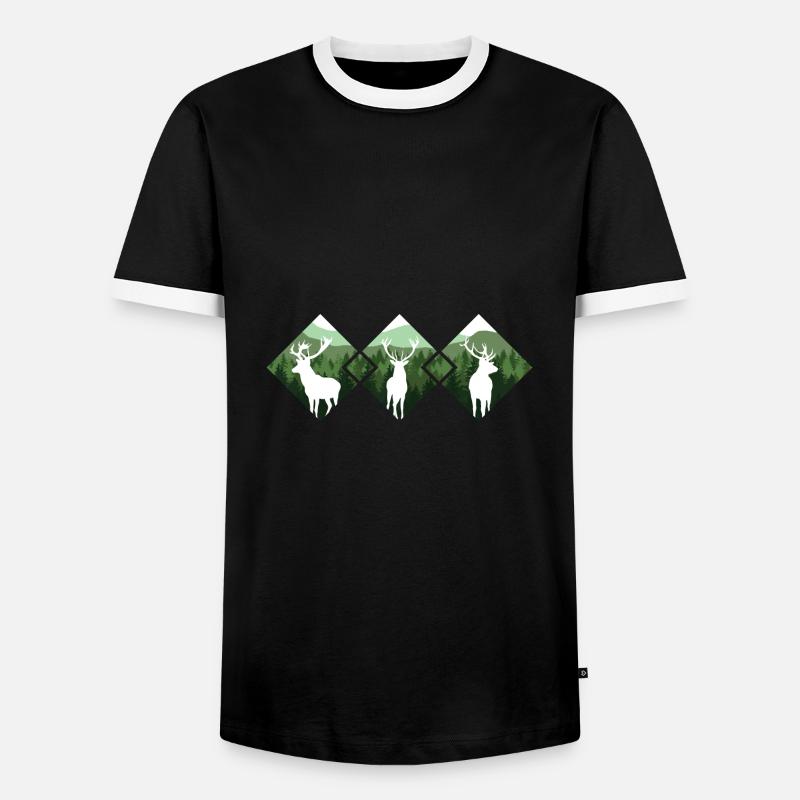 Jäger Bergsteiger Wanderer Hirsch - Männer Kontrast-T-Shirt - Schwarz/Weiß