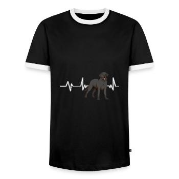 Schwarzer Labrador Labbi Labrador Heartbeat - T-shirt contrasté Homme - noir/blanc - Devant - AI Model Female 172 light (172cm) & AI Model Male 178 light (178cm)