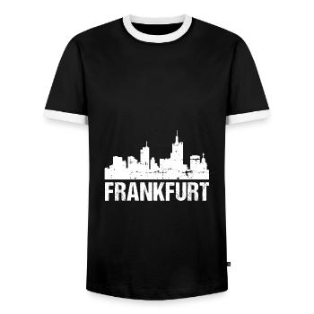 Frankfurt Vintage Skyline - Männer Kontrast-T-Shirt - Schwarz/Weiß - Vorne - AI Model Female 172 light (172cm) & AI Model Male 178 light (178cm)