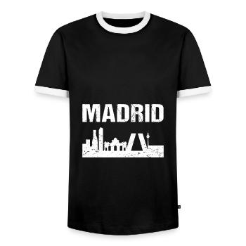 Madrid Skyline Espagne Capitale Madrid - T-shirt contrasté Homme - noir/blanc - Devant - AI Model Female 172 light (172cm) & AI Model Male 178 light (178cm)
