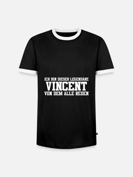 Vincent Name Design - Männer Kontrast-T-Shirt - Schwarz/Weiß