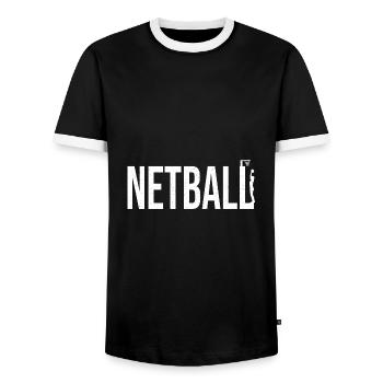 Cadeau de joueur de netball Love Netball - T-shirt contrasté Homme - noir/blanc - Devant - AI Model Female 172 light (172cm) & AI Model Male 178 light (178cm)