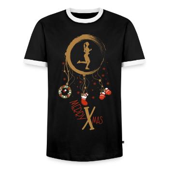 Joggen Weihnachten Weihnachtstraumfänger - Männer Kontrast-T-Shirt - Schwarz/Weiß - Vorne - AI Model Female 172 light (172cm) & AI Model Male 178 light (178cm)