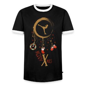 Eiskunstlaufen Weihnachten Weihnachtstraumfänger - Männer Kontrast-T-Shirt - Schwarz/Weiß - Vorne - AI Model Female 172 light (172cm) & AI Model Male 178 light (178cm)