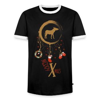 Esel Weihnachten Weihnachtstraumfänger - Männer Kontrast-T-Shirt - Schwarz/Weiß - Vorne - AI Model Female 172 light (172cm) & AI Model Male 178 light (178cm)