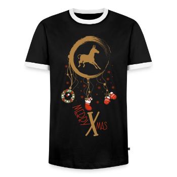 Esel Weihnachten Weihnachtstraumfänger - Männer Kontrast-T-Shirt - Schwarz/Weiß - Vorne - AI Model Female 172 light (172cm) & AI Model Male 178 light (178cm)