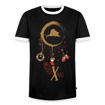 Marlin Weihnachten Weihnachtstraumfänger - Männer Kontrast-T-Shirt - Schwarz/Weiß - Vorne - AI Model Female 172 light (172cm) & AI Model Male 178 light (178cm)