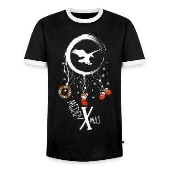 Adler Weihnachten Weihnachtstraumfänger - Männer Kontrast-T-Shirt - Schwarz/Weiß - Vorne - AI Model Female 172 light (172cm) & AI Model Male 178 light (178cm)