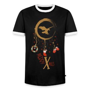 Adler Weihnachten Weihnachtstraumfänger - Männer Kontrast-T-Shirt - Schwarz/Weiß - Vorne - AI Model Female 172 light (172cm) & AI Model Male 178 light (178cm)
