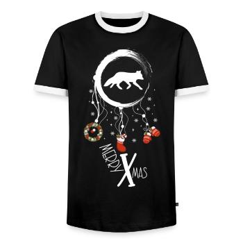 Fuchs Weihnachten Weihnachtstraumfänger - Männer Kontrast-T-Shirt - Schwarz/Weiß - Vorne - AI Model Female 172 light (172cm) & AI Model Male 178 light (178cm)