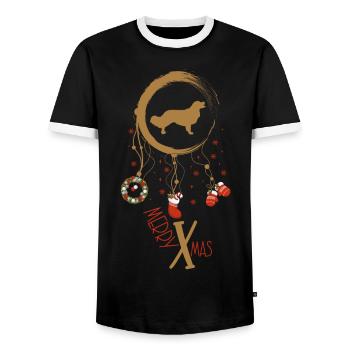 Kooikerhondje Weihnachten Weihnachtstraumfänger - Männer Kontrast-T-Shirt - Schwarz/Weiß - Vorne - AI Model Female 172 light (172cm) & AI Model Male 178 light (178cm)