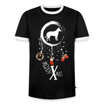 Glatter Collie Weihnachten Weihnachtstraumfänger - Männer Kontrast-T-Shirt - Schwarz/Weiß - Vorne - AI Model Female 172 light (172cm) & AI Model Male 178 light (178cm)
