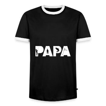 papa pêcheur - T-shirt contrasté Homme - noir/blanc - Devant - AI Model Female 172 light (172cm) & AI Model Male 178 light (178cm)