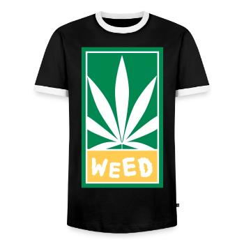 Weed - Men's Ringer Shirt - black/white - Front - AI Model Female 172 light (172cm) & AI Model Male 178 light (178cm)