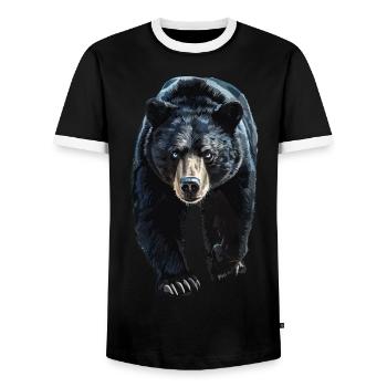 Tragen - Männer Kontrast-T-Shirt - Schwarz/Weiß - Vorne - AI Model Female 172 light (172cm) & AI Model Male 178 light (178cm)