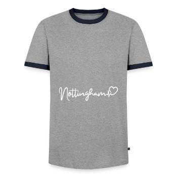 Nottingham Herzschlag Stadt England - Männer Kontrast-T-Shirt - Grau/Navy  - Vorne - AI Model Female 172 light (172cm) & AI Model Male 178 light (178cm)