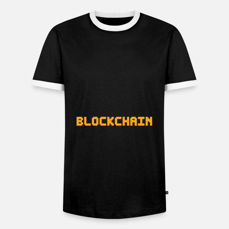 Blockchain Pixel - Männer Kontrast-T-Shirt - Schwarz/Weiß