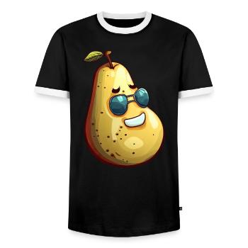Coole Kawaii Birne mit Sonnenbrille – Lustiges - Männer Kontrast-T-Shirt - Schwarz/Weiß - Vorne - AI Model Female 172 light (172cm) & AI Model Male 178 light (178cm)