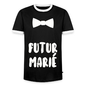 Futur marié - T-shirt contrasté Homme - noir/blanc - Devant - AI Model Female 172 light (172cm) & AI Model Male 178 light (178cm)