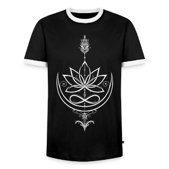Lotus Lotusblume Yoga Pfeil - Männer Kontrast-T-Shirt - Schwarz/Weiß - Vorne - AI Model Female 172 light (172cm) & AI Model Male 178 light (178cm)