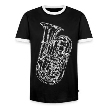 Croquis d’instrument de tuba - T-shirt contrasté Homme - noir/blanc - Devant - AI Model Female 172 light (172cm) & AI Model Male 178 light (178cm)