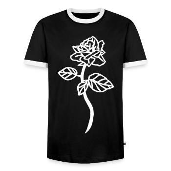 The White Rose - Men's Ringer Shirt - black/white - Front - AI Model Female 172 light (172cm) & AI Model Male 178 light (178cm)