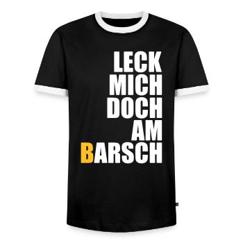 Lick me at the perch - anglers - fishing - fish - Men's Ringer Shirt - black/white - Front - AI Model Female 172 light (172cm) & AI Model Male 178 light (178cm)