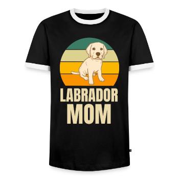 Chiens Maman Amoureux des chiens Fête des mères Rétro Labrador - T-shirt contrasté Homme - noir/blanc - Devant - AI Model Female 172 light (172cm) & AI Model Male 178 light (178cm)