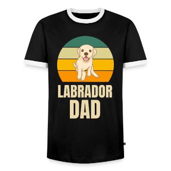 Labrador Papa Propriétaire de chien Fête des pères Rétro Labrador - T-shirt contrasté Homme - noir/blanc - Devant - AI Model Female 172 light (172cm) & AI Model Male 178 light (178cm)