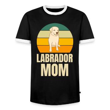 Retro Dogs Labrador Mama - Men's Ringer Shirt - black/white - Front - AI Model Female 172 light (172cm) & AI Model Male 178 light (178cm)