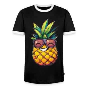 Coole Ananas mit Sonnenbrille - Männer Kontrast-T-Shirt - Schwarz/Weiß - Vorne - AI Model Female 172 light (172cm) & AI Model Male 178 light (178cm)