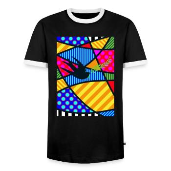 Lucky Swallow - Men's Ringer Shirt - black/white - Front - AI Model Female 172 light (172cm) & AI Model Male 178 light (178cm)
