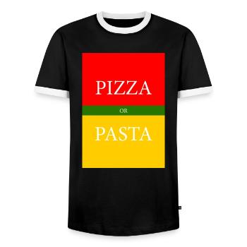 PIZZA ou PÂTES - T-shirt contrasté Homme - noir/blanc - Devant - AI Model Female 172 light (172cm) & AI Model Male 178 light (178cm)