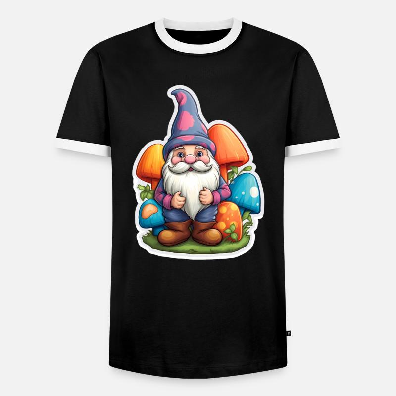 Dwarf surrounded by mushrooms - Men's Ringer Shirt - black/white