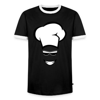 Faire cuire des lunettes de soleil de cuisson - T-shirt contrasté Homme - noir/blanc - Devant - AI Model Female 172 light (172cm) & AI Model Male 178 light (178cm)