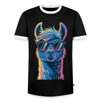 Alpaka Llama - Männer Kontrast-T-Shirt - Schwarz/Weiß - Vorne - AI Model Female 172 light (172cm) & AI Model Male 178 light (178cm)