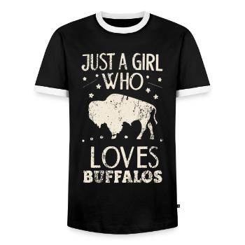 Nur ein Mädchen, das Buffalos liebt Büffel - Männer Kontrast-T-Shirt - Schwarz/Weiß - Vorne - AI Model Female 172 light (172cm) & AI Model Male 178 light (178cm)