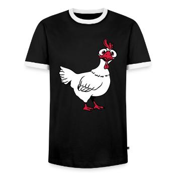 Huhn doof witzig - Männer Kontrast-T-Shirt - Schwarz/Weiß - Vorne - AI Model Female 172 light (172cm) & AI Model Male 178 light (178cm)