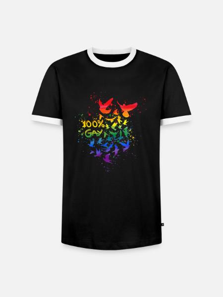 100% gay,deaf,deaf,graffiti,rainbow,LGBT - Men's Ringer Shirt - black/white